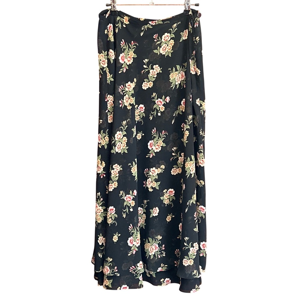 90s Compagnie Internationale Express Maxi Skirt Whimsigoth Grunge Floral Print - Picture 1 of 3